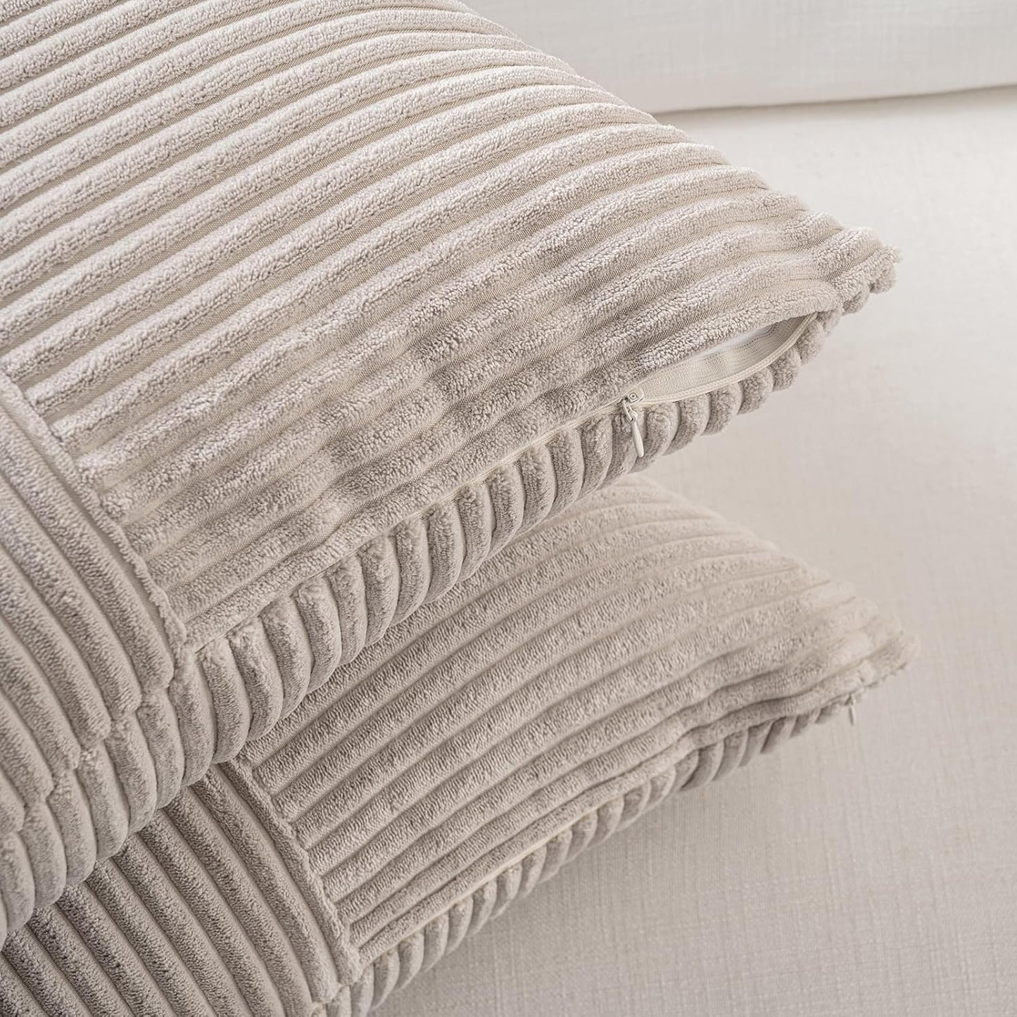 Fancy Homi Set of 2 Neutral Taupe Boho Long Lumbar Body Decorative Throw Pillow Cover 14x36 Inch