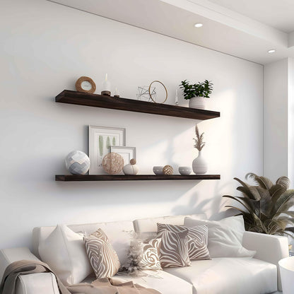 Wood Floating Shelves for Wall Decor, Rustic Wall Shelves for Bedroom Bathroom Kitchen Living Room