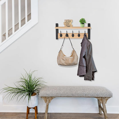 Sorbus Coat Hooks Wall Mount with Shelf – 16 Inch Coat Rack Wall Mount with 5 Heavy Duty Hooks