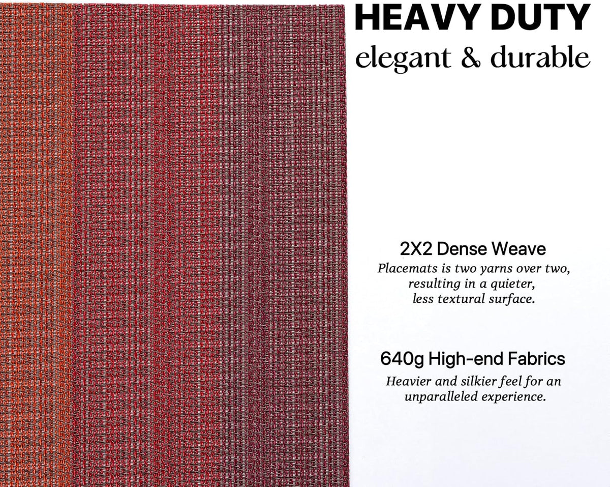 LEXMORE Placemats Set of 6 Vinyl/Plastic Woven Place Mats for Kitchen Table Indoor/Outdoor Washable