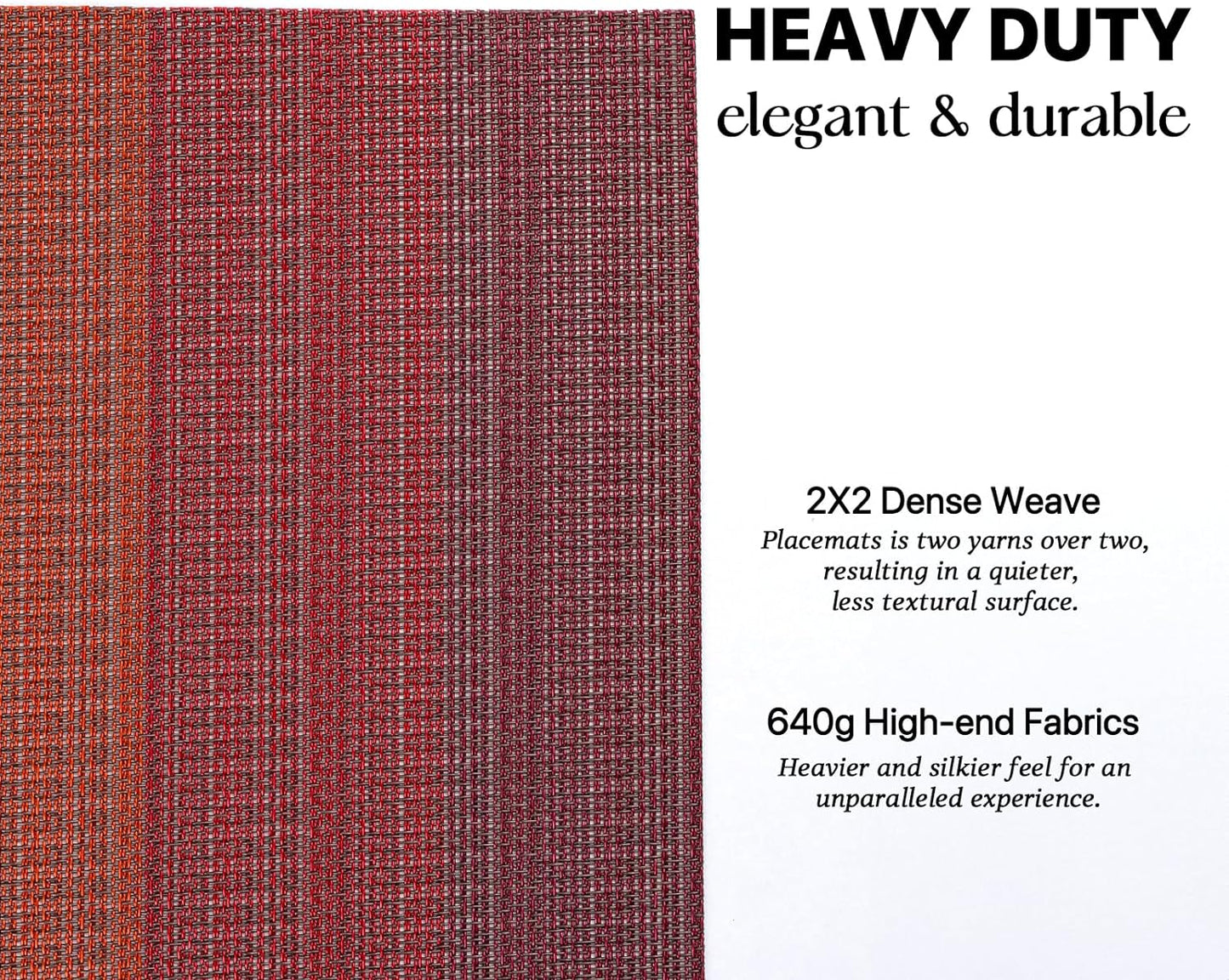 LEXMORE Placemats Set of 8 Vinyl/Plastic Woven Place Mats for Kitchen Table Indoor/Outdoor Washable