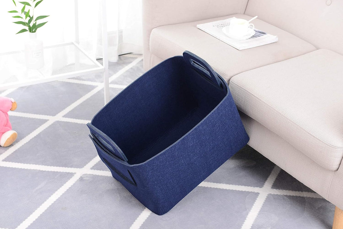 Storage Basket Felt Storage Bin Collapsible& Convenient Box Organizer with Carry Handles for Office