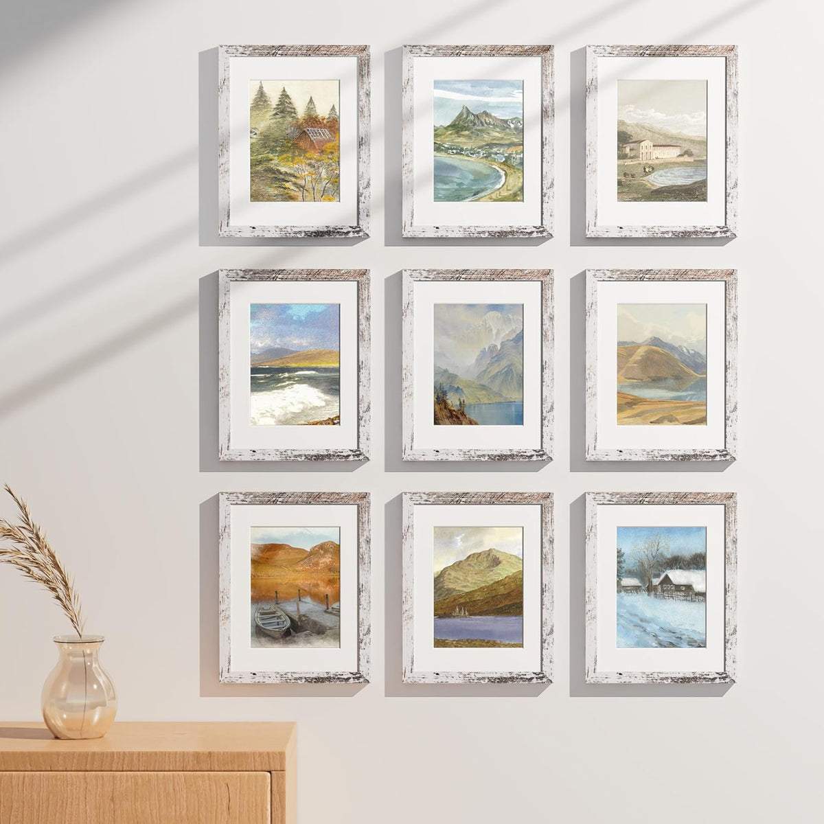 Vittanly 8.5x11 Picture Frames Set of 9, Shatter Resistant Plexiglass, Display 6x8 Pictures with