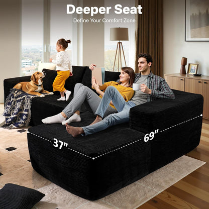 104" Cloud Sectional Couches for Living Room,L Shaped Boneless Couch in A Box,Sleeper Sofa with