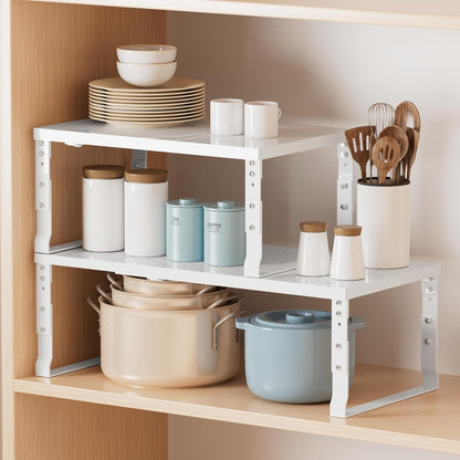 Metal Stackable Expandable Storage Shelf - Multi-Functional Home Storage Shelf, Suitable for