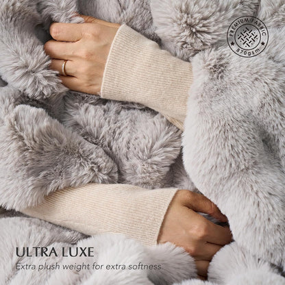 EVERGRACE Ultra Soft Luxury Fluffy Ridgeline Faux Rabbit Fur Throw Blanket, Thick Warm Bubble Throw