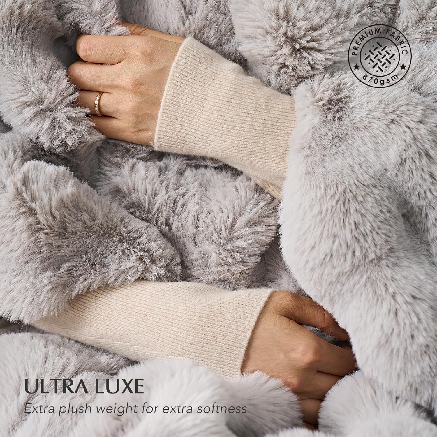 EVERGRACE Ultra Soft Luxury Fluffy Ridgeline Faux Rabbit Fur Throw Blanket, Thick Warm Bubble Throw