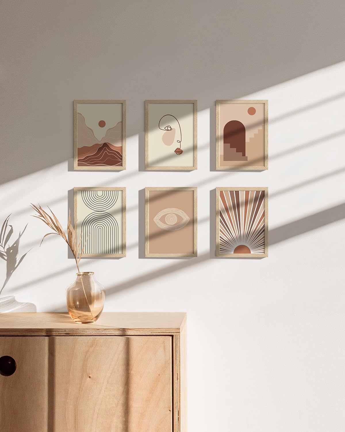 HAUS AND HUES Picture Frame, 5x7 inches, Beige Oak, Set of 6, Natural Wood Picture Frames for Wall