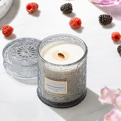 LA JOLIE MUSE Dark Berries & Bergamot Candle - Berries, Grape, Caramel | 19 oz Large Wooden Wick