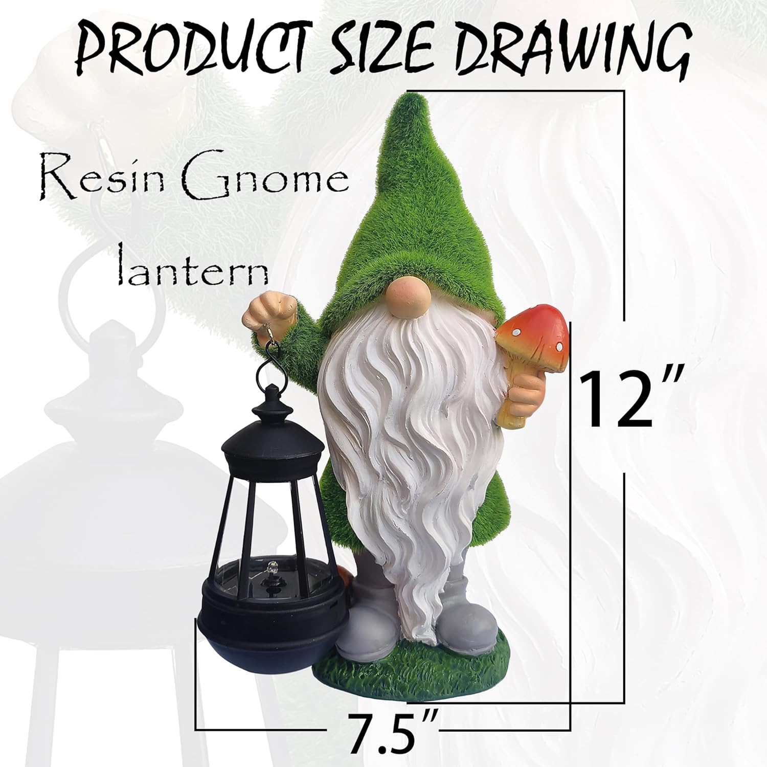 Solar Gnomes Garden Statues,Resin Gnome Figurine Holding Mushroom and Solar Lights Lantern,Outdoor