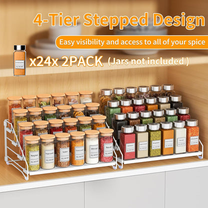 RCHYFEED Spice Rack Organizer for Cabinet,4 Tier Spice Organization for Cabinet Easy
