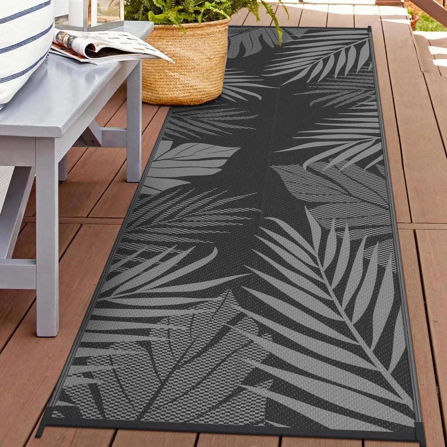 GENIMO Outdoor Rug 2.5' x 8' Waterproof for Patios Clearance, Reversible Outdoor Plastic Straw