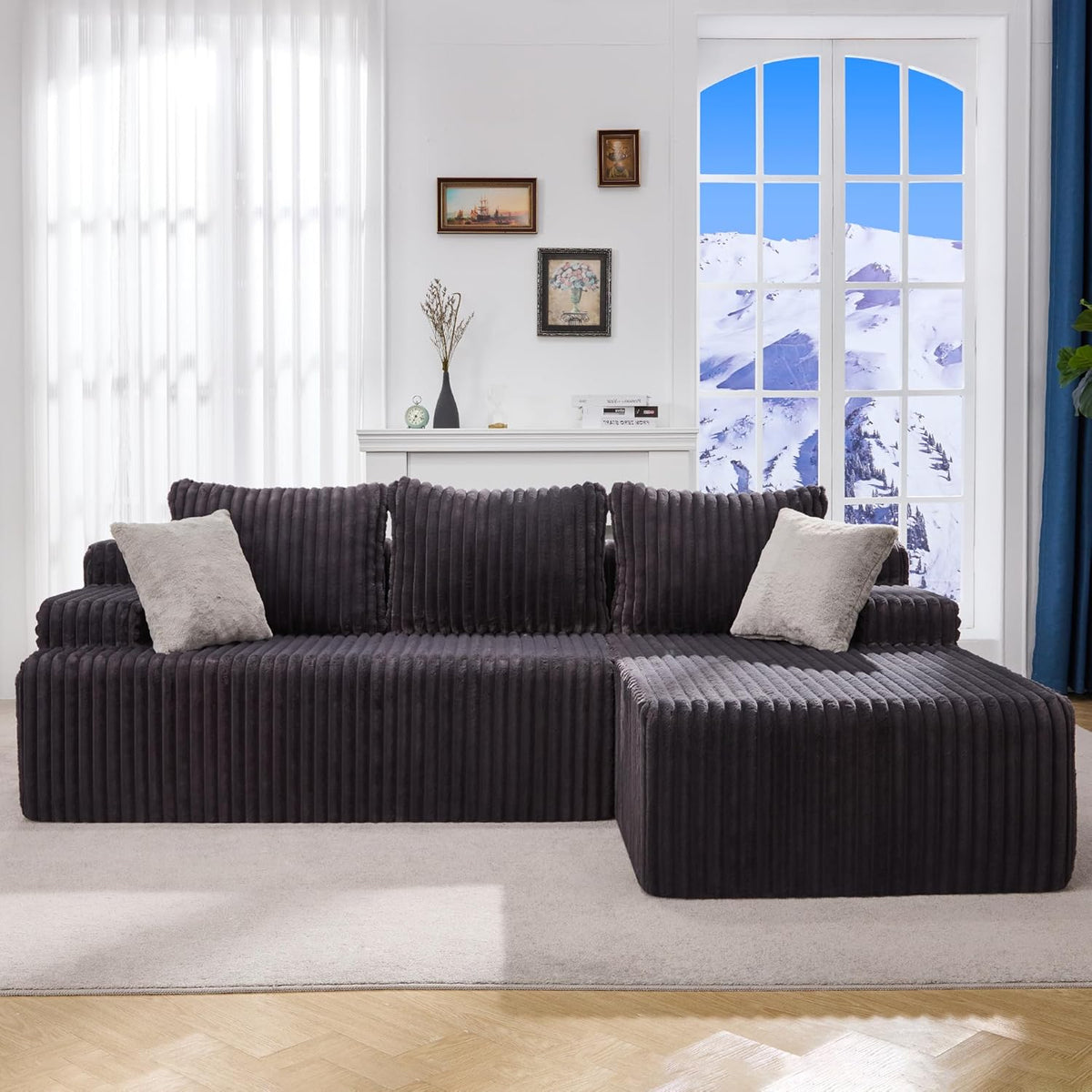 Hobestluk 96” Modular Sectional Sofa Couches L-Shape Couch 3 Seat Modular Sofa Memory Foam