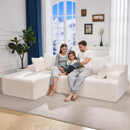 Hobestluk 96” Modular Sectional Sofa Couches L-Shape Couch 3 Seat Modular Sofa Memory Foam