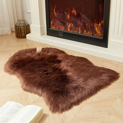 AMTOVO Faux Fur Rug, Coffee Small Area Rug, Fluffy Sheepskin Rug, Fuzzy Ultra Soft 2 x 3 ft Shag