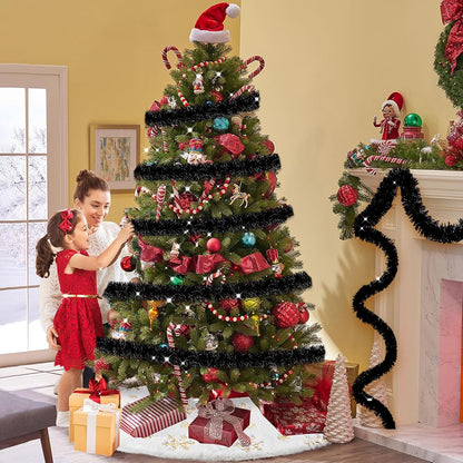 50 Feet Christmas Tinsel Garland, Metallic Twist Wall Hanging Tinsel Backdrop for Parade Floats