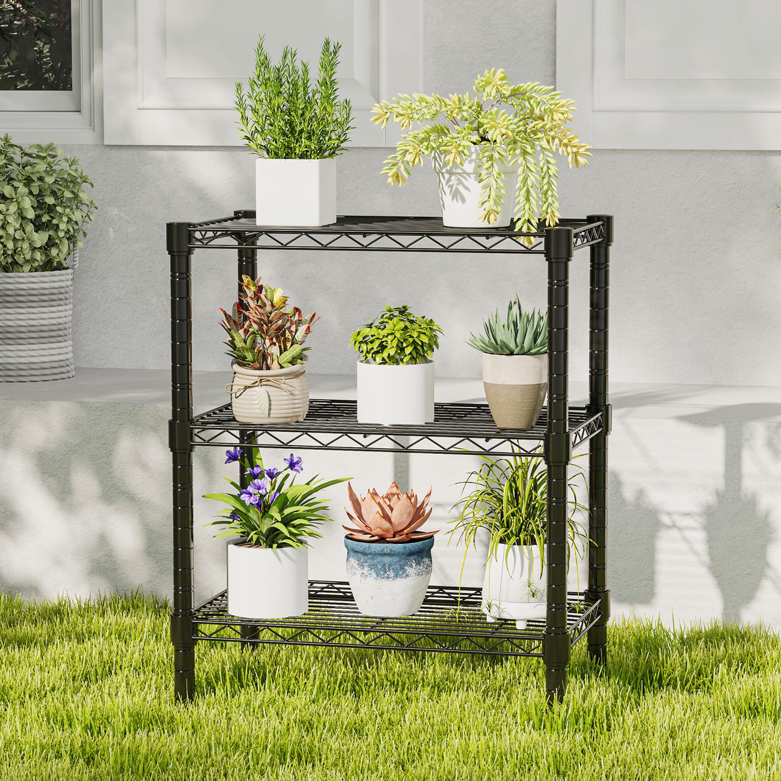 DUMOS 3-Tier Metal Storage Shelves, Wire Shelving, Storage Rack, 23.3" W
