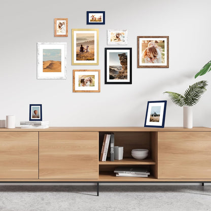 10x14 Picture Frame Set of 4, 10 x 14 Wood Photo Frames with Mat for 8x12 or 30x40cm Diamond