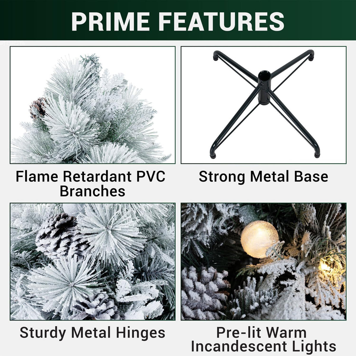 Naomi Home Darla Snowy Christmas Tree 7.5ft/Snow Flocked