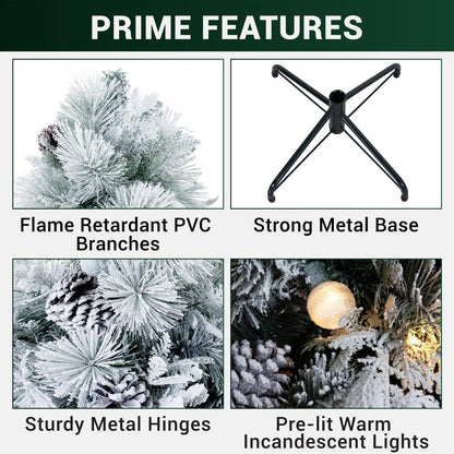 Naomi Home Darla Snowy Christmas Tree 7.5ft/Snow Flocked