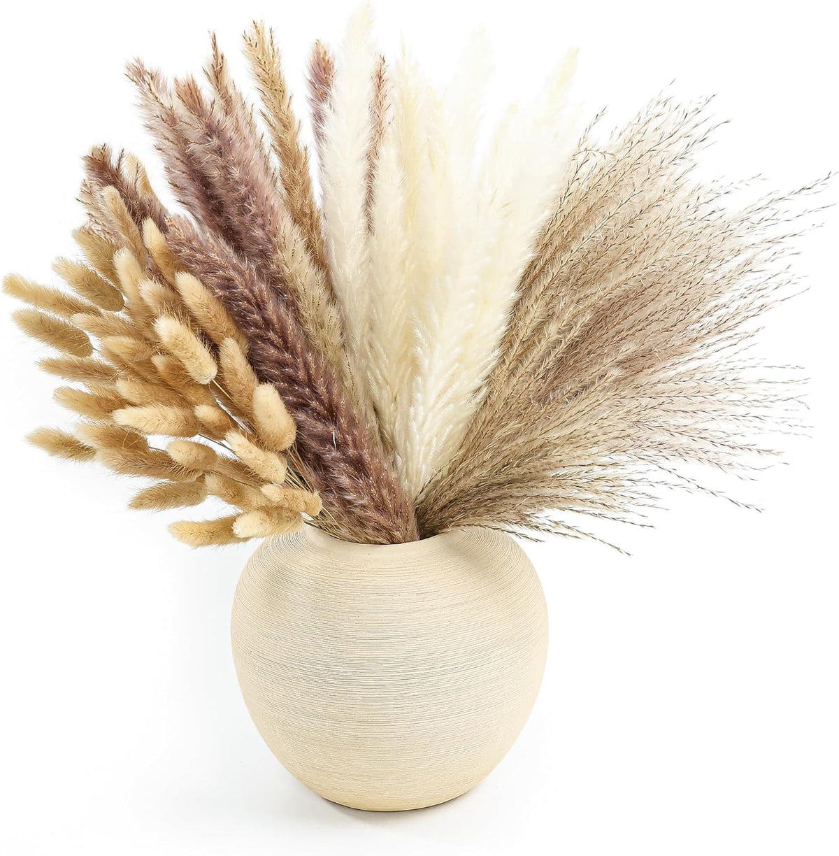 xin's convey 110pcs Dried Pampas Grass Decoration, Dried Flower Bouquet in Vase, Reed Grass Bouquet