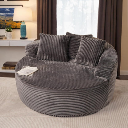 ovios 58" Oversized Round Chair Lounge Chaise Indoor, No Assembly Required, Cloud Large Circle