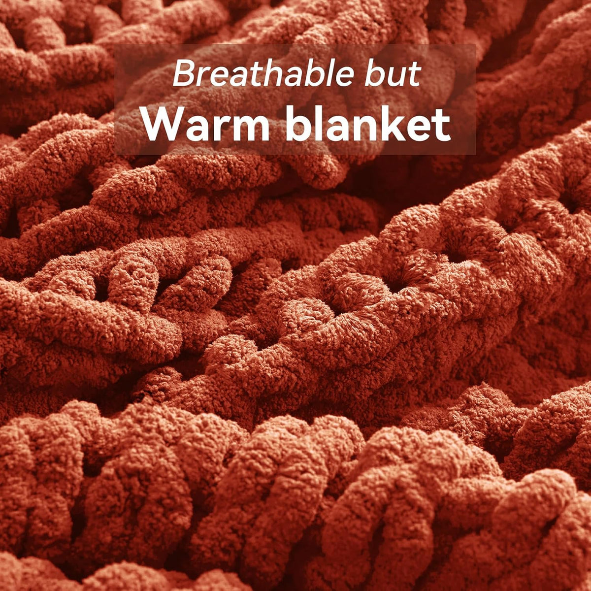 Chunky Knit Throw Blanket, 30''*40'' Knitted Throw Chenille Yarn for Bed Couch, Handmade Orange