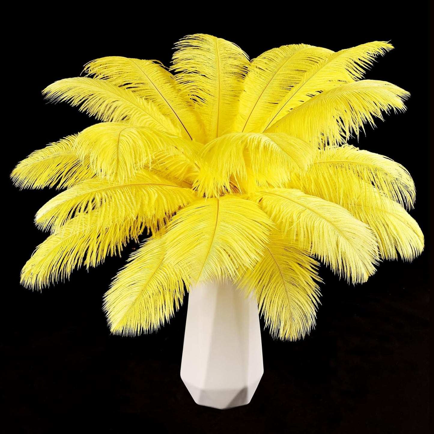 THARAHT Yellow Ostrich Feathers 12pcs Natural Bulk 8-10Inch 20cm-25cm for Crafts Wedding Party