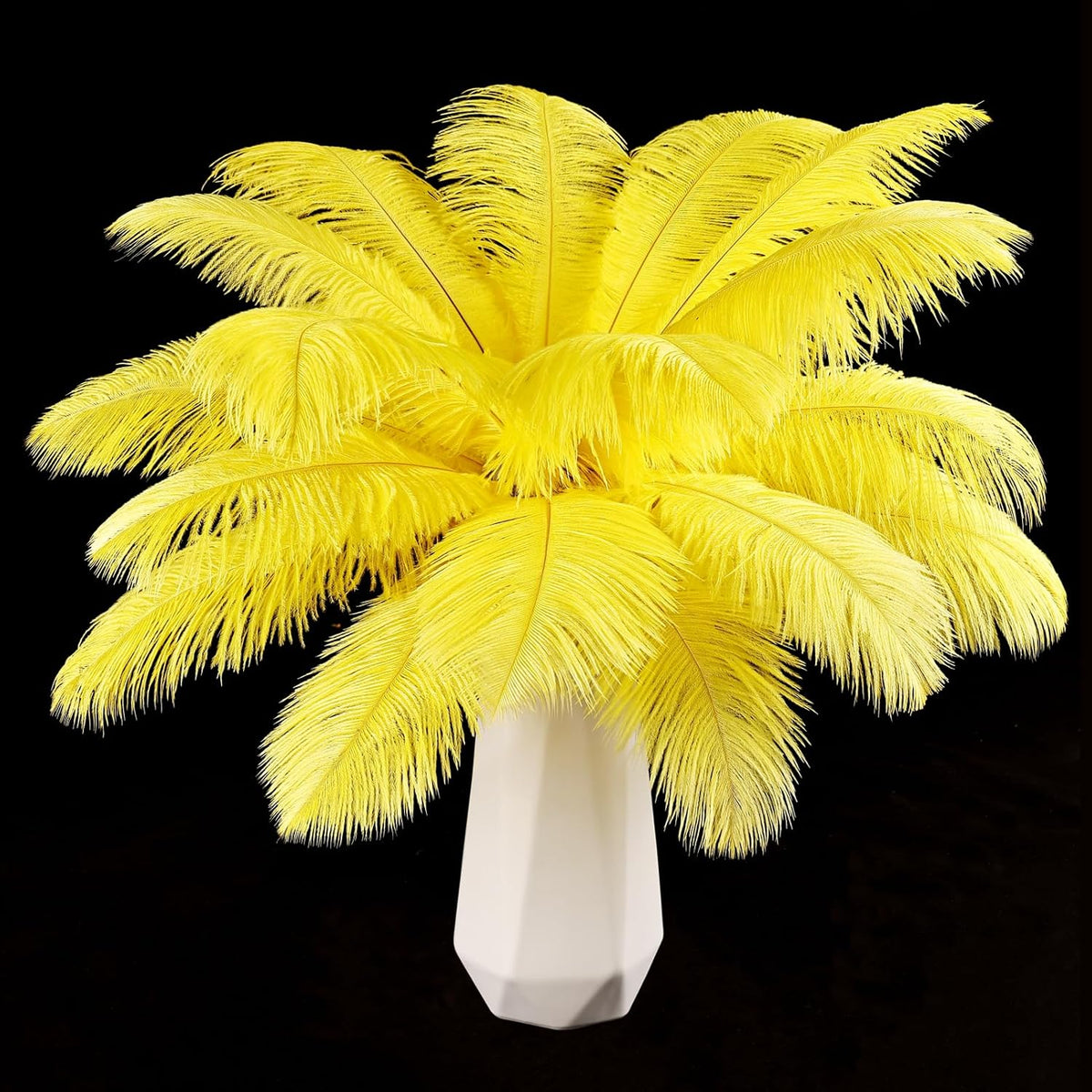 THARAHT Yellow Ostrich Feathers 12pcs Natural Bulk 8-10Inch 20cm-25cm for Crafts Wedding Party