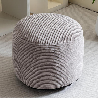 HIGOGOGO Round Stuffed Pouf Ottoman, Corduroy Poufs with Foam Chunk Filling, Furry and Fluffy Pouf