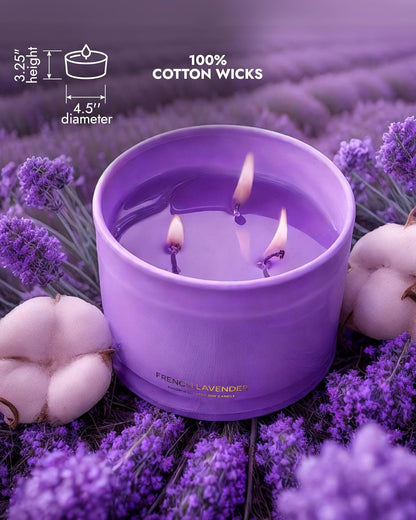 96NORTH Luxury Lavender Soy Candle | Large 3 Wick Jar Candle | Up to 50 Hours Burning Time | 100%