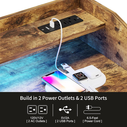 LUMTOK 2-in-1 Dresser with Hanging Racks,5 Fabric Drawers Dressers with LED Lights, Charging