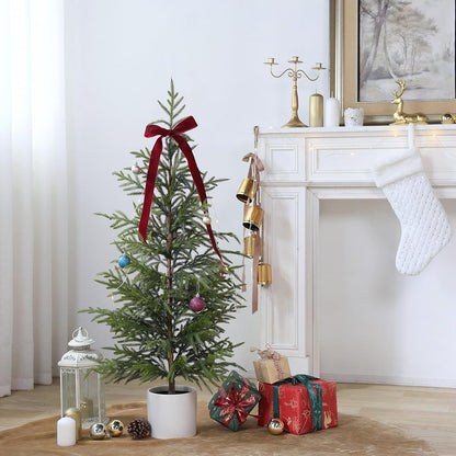 4ft Christmas Norfolk Pine Tree Artificial Christmas Tree Faux Potted Plants for Front Porch