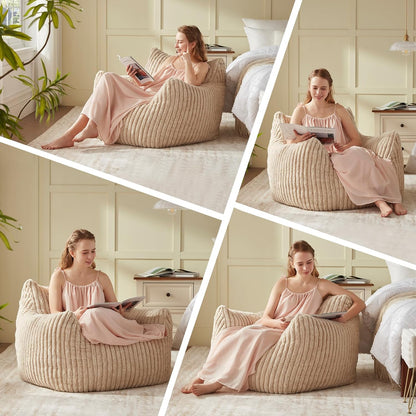 Giant Bean Bag Chairs for Adults Teens, Large Bean Bag Sofa Chairs with Filling Comfy Fuzzy BeanBag
