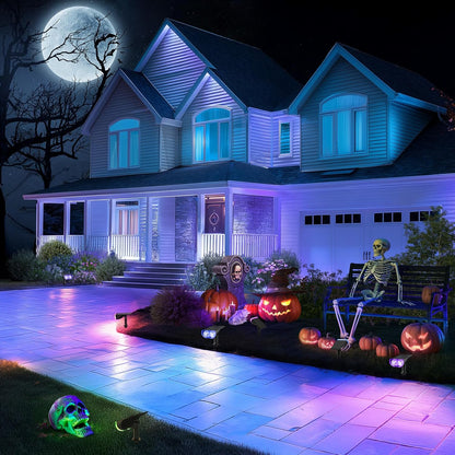 Linkind Solar Lights Outdoor Waterproof IP67, StarRay RGB Solar Spot Lights Outdoor, Color Changing
