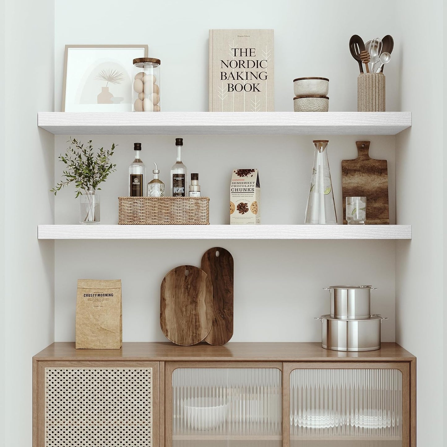 Single Floating Shelves 48 Inches, 48 x 10 inch Deep x 1.8 in Thick, Long Wall Shelves Heavy Duty