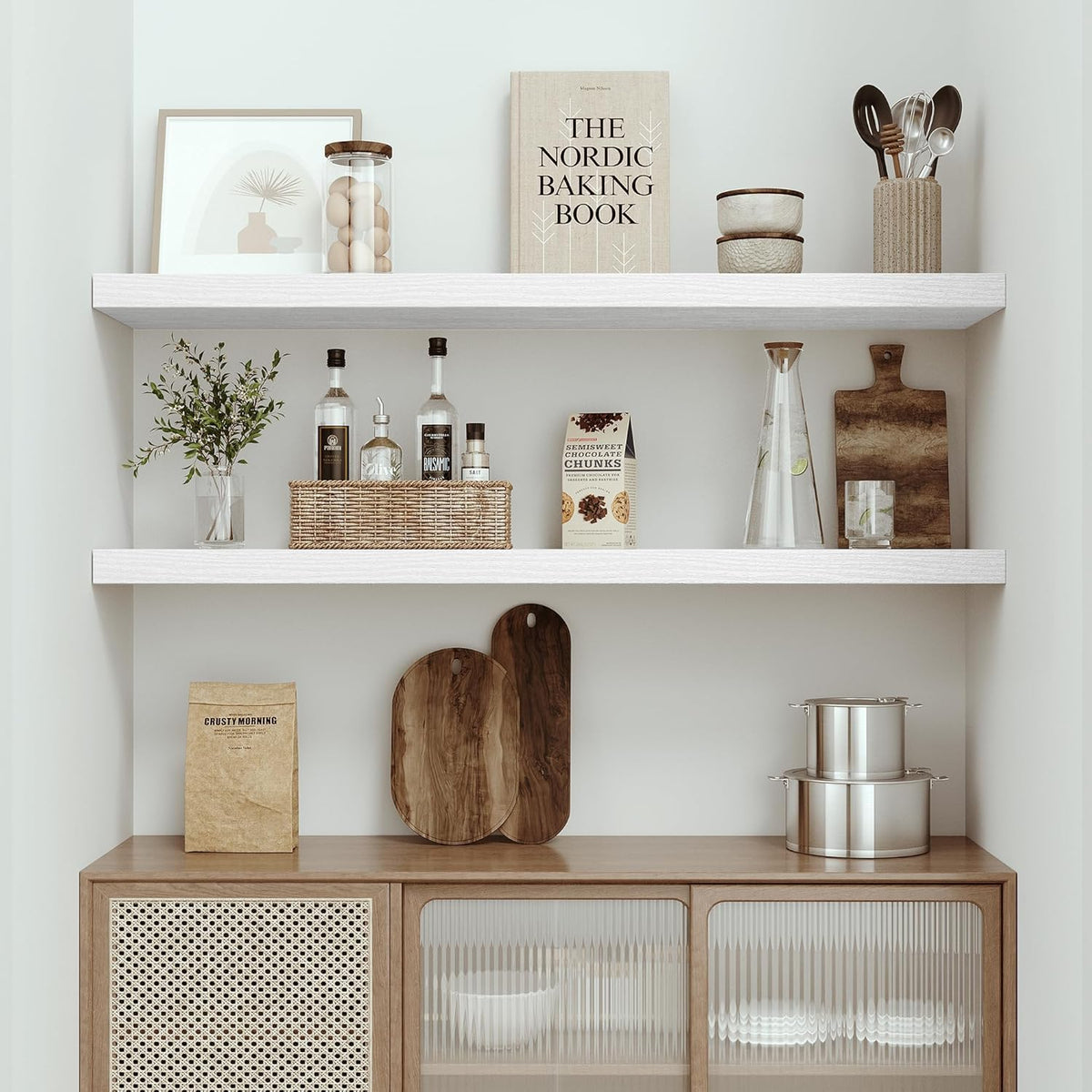 Single Floating Shelves 48 Inches, 48 x 10 inch Deep x 1.8 in Thick, Long Wall Shelves Heavy Duty