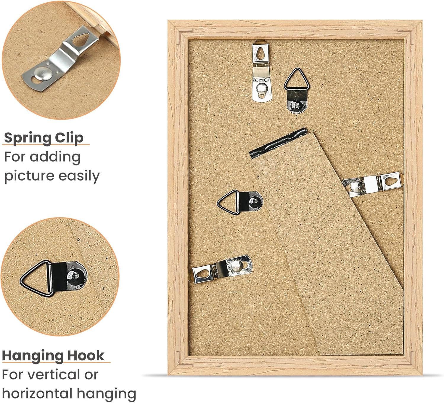 upsimples 4x6 Picture Frame, Natural Solid Wooden Picture Frames, Display 3.5x5 with Mat or 4 x 6