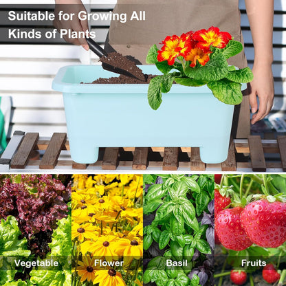 Self-Watering Rectangle Planter Boxes 8-Pack, 15.7-Inch Window Box Planter with Drainage Holes &