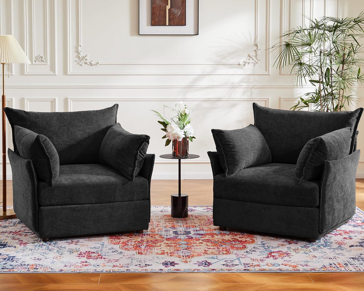 Oversized Accent Chair, Upholstered Modern Sofa Chair with Removable Backrest & Detachable Cover