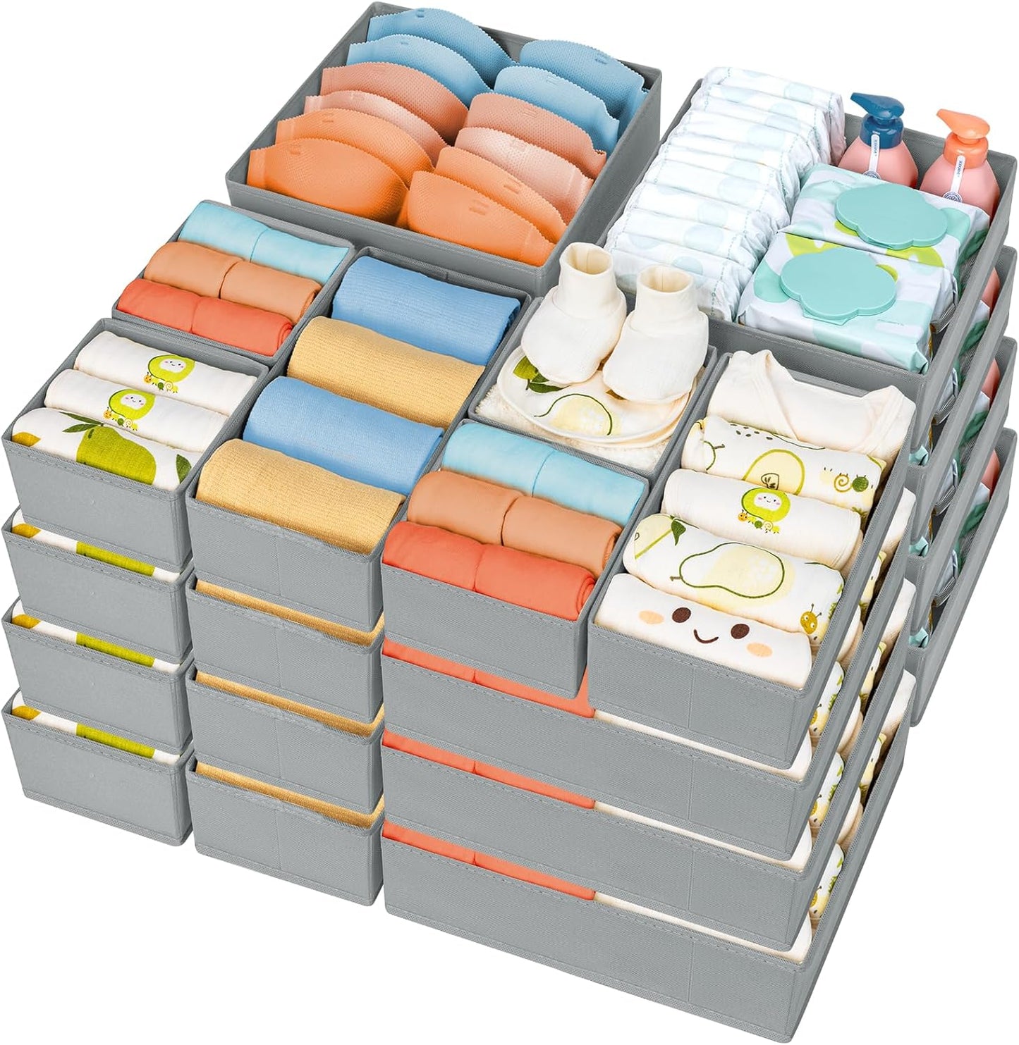 DIMJ Drawer Organizer Clothes 18 Pack - Foldable Baby Organizers and Storage & Dresser Organizer