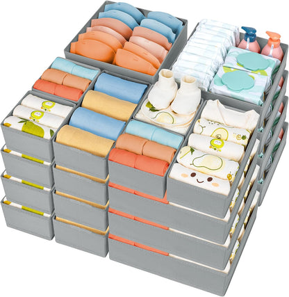 DIMJ Drawer Organizer Clothes 18 Pack - Foldable Baby Organizers and Storage & Dresser Organizer