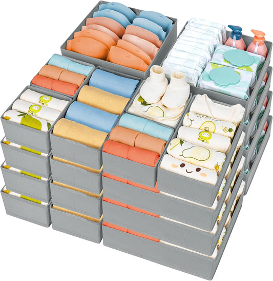 DIMJ Drawer Organizer Clothes 18 Pack - Foldable Baby Organizers and Storage & Dresser Organizer