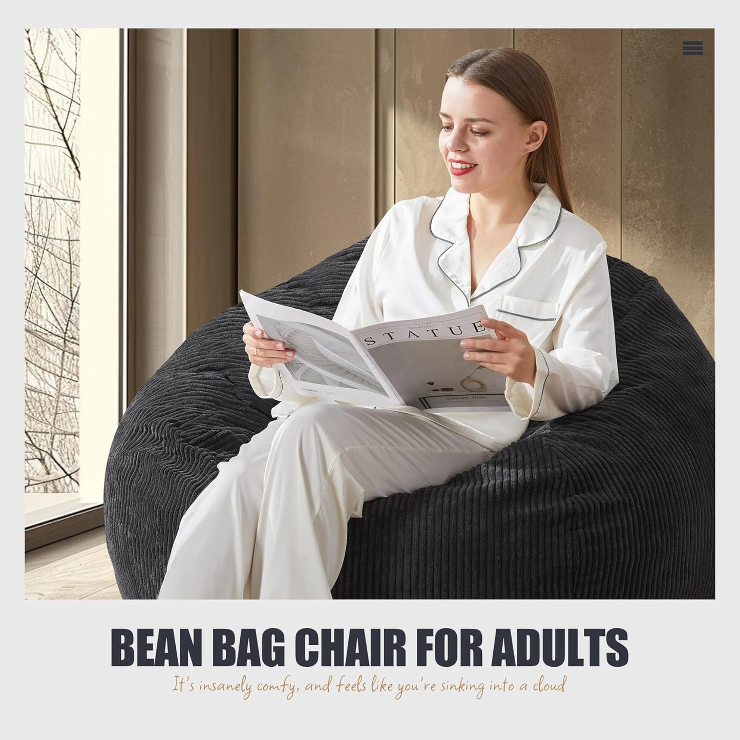 Hobestluk 3.5FT Bean Bag Chair Adult Bean Bag Chair Large Bean Bag Chair with Filler Included