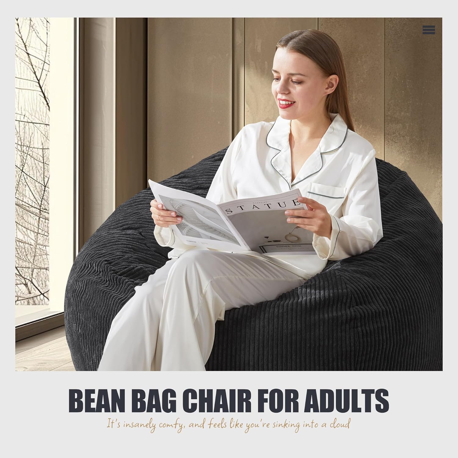 Hobestluk 3.5FT Bean Bag Chair Adult Bean Bag Chair Large Bean Bag Chair with Filler Included