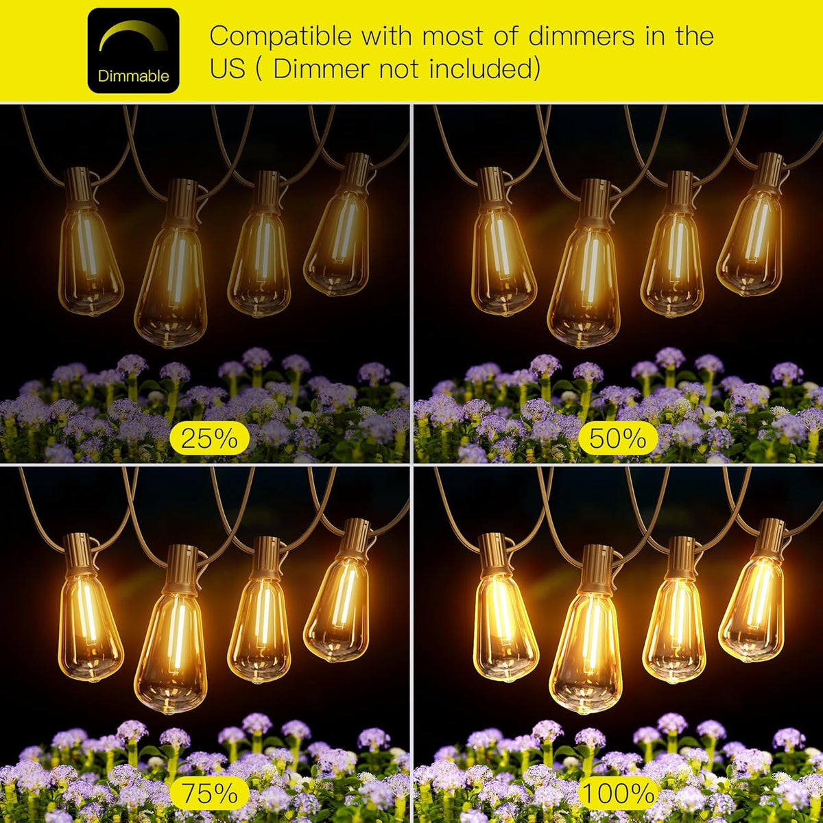 OHLUX Bistro String Lights Outdoor, 60FT Deck Lights with 32 Shatterproof ST38 Vintage Edison