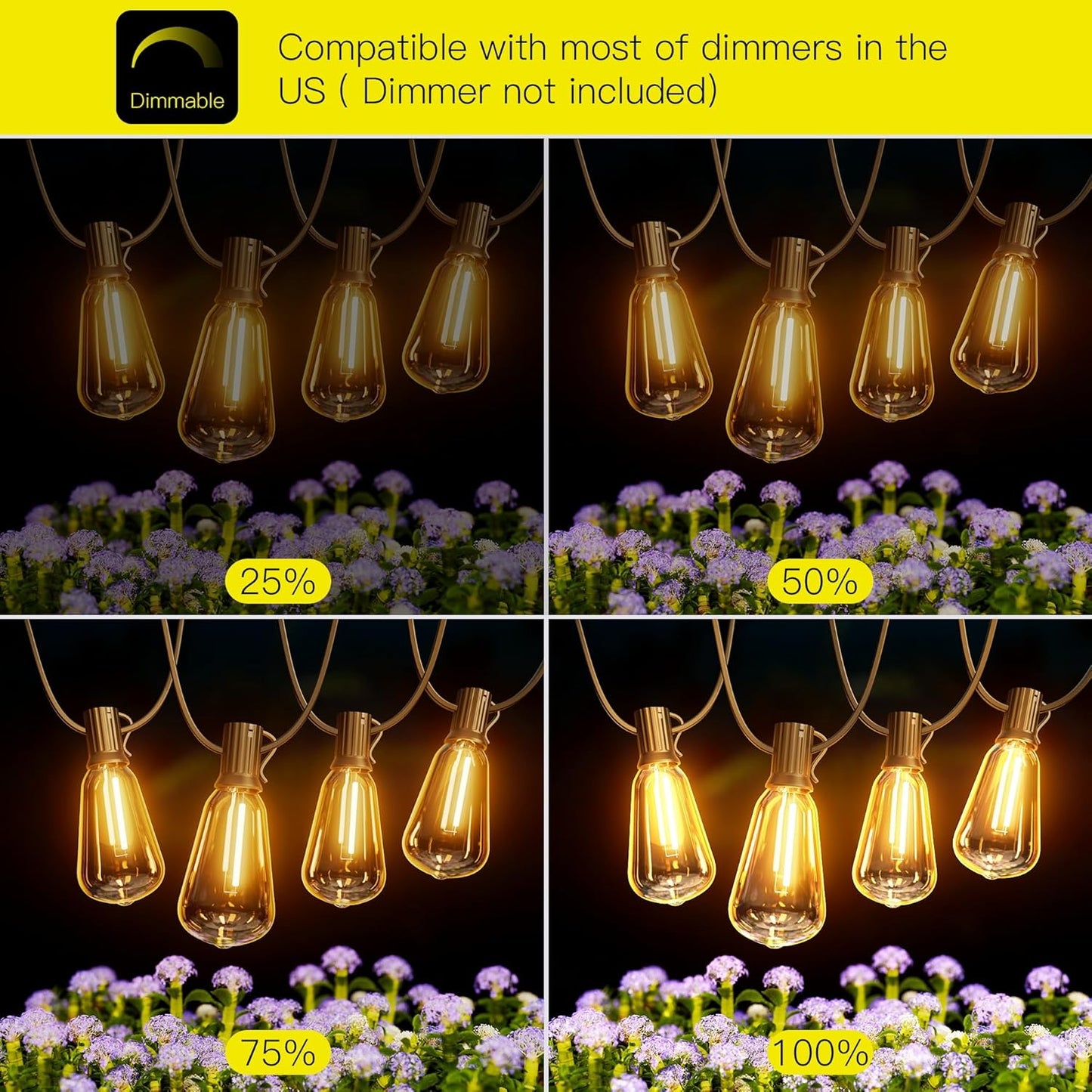 OHLUX Exterior Hanging Lights,180FT Connectable Outside Patio Lights with 94 Shatterproof ST38 LED