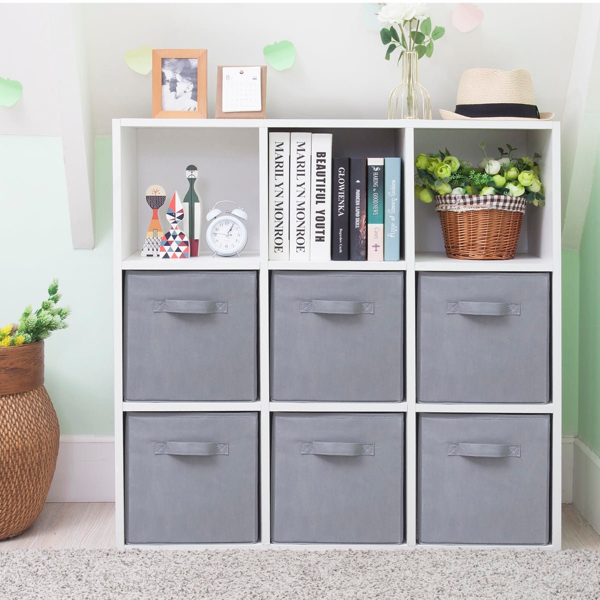 STORAGEIDEAS Storage Cubes, 11 Inch Cube Storage Bins, Set of 6, Fabric Foldable Storage Bins With