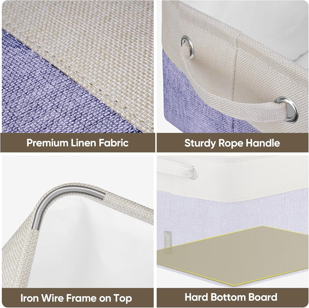 BALEINE 1 Pack Fabric Storage Bins for Shelves, Linen Storage Baskets for Organizing, Decorative