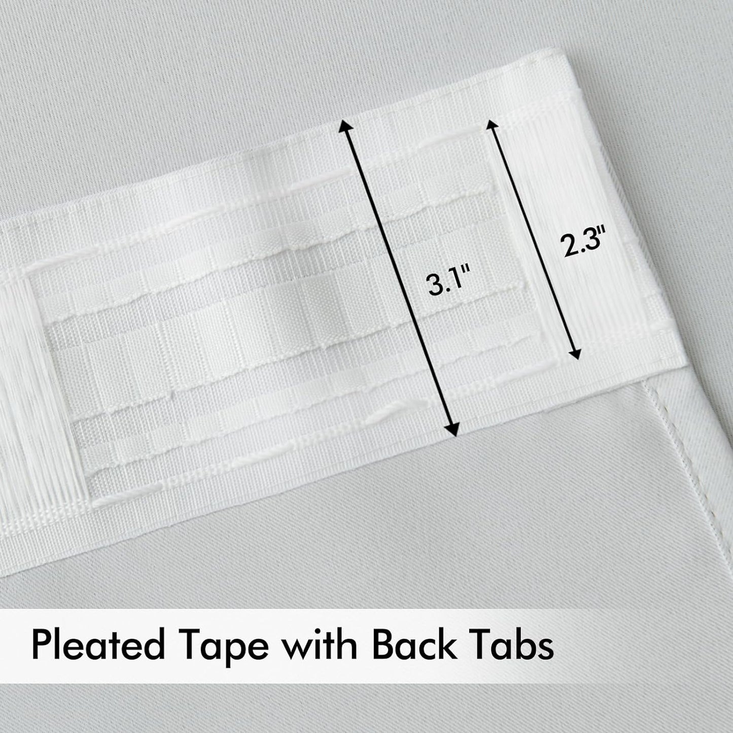MIULEE Back Tab Light Blocking Curtains 120 Inch Long 2 Panels Set for Living Room Bedroom, Greyish